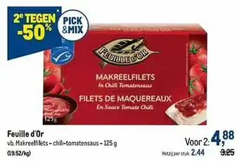 Makro Feuille d`or makreelfilets - chili - tomatensaus aanbieding
