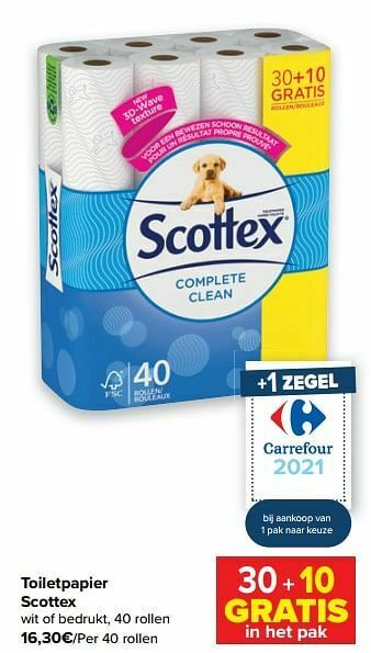 Carrefour Market Toiletpapier scottex aanbieding
