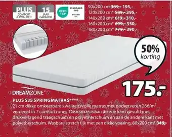 Jysk Plus s35 springmatras aanbieding