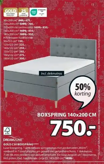 Jysk Gold c30 boxspring aanbieding