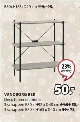 Vandborg rek 3 schappen b80 x h92 x d40 cm
