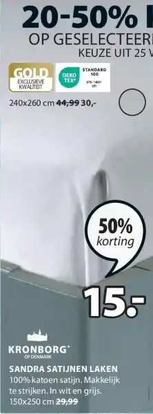 Jysk Sandra satijnen laken aanbieding