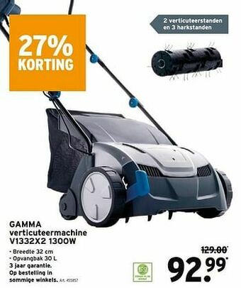 GAMMA Gamma verticuteermachine v1332x2 1300w aanbieding