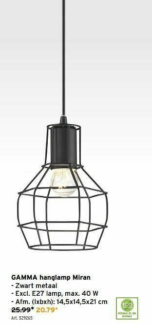 GAMMA Gamma hanglamp miran aanbieding