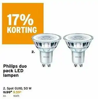 GAMMA Philips duo pack led lampen spot gu10 aanbieding