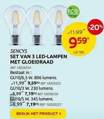 Brico Set van 3 led-lampen met gloeidraad aanbieding