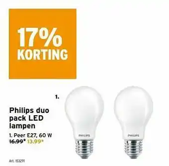 GAMMA Philips duo pack led lampen peer e27 aanbieding