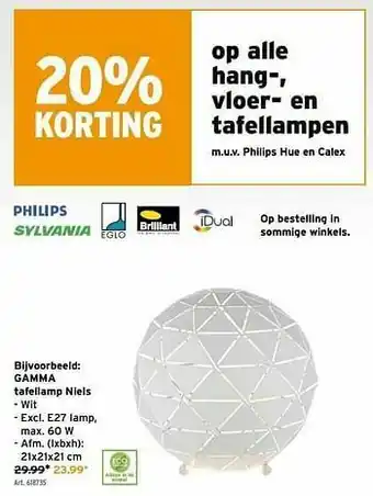 GAMMA Gamma tafellamp niels aanbieding