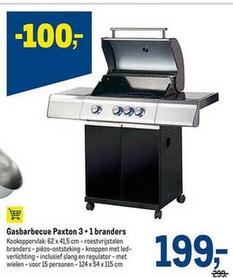 Gasbarbecue Paxton 3 + 1 Branders
