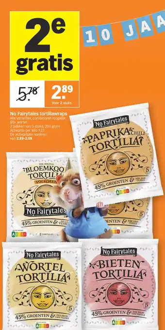 Albert Heijn No Fairytales tortillawraps aanbieding