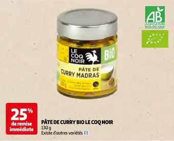 PÂTE DE CURRY BIO LE COQ NOIR 130 g