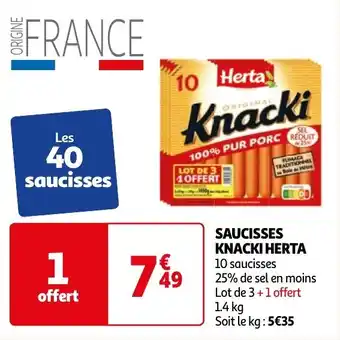 Auchan SAUCISSES KNACKI HERTA aanbieding