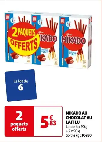 Auchan MIKADO AU CHOCOLAT AU LAIT LU aanbieding