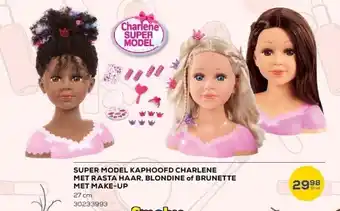 Super model kaphoofd charlene met rasta haar, blondine of brunette met make-up