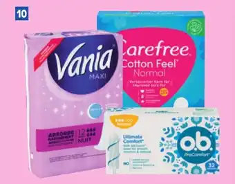 Gamma vrouwelijke hygiëne Carefree, O.B. en Vania