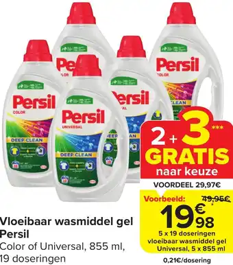 Carrefour Market Persil Vloeibaar wasmiddel gel 5 x 19 doseringen aanbieding