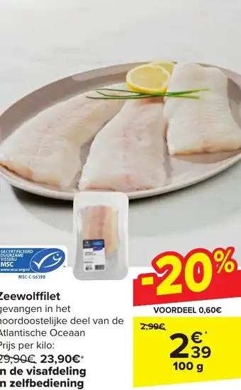 Carrefour Market Zeewolffilet 100g aanbieding
