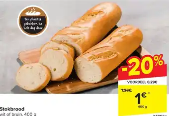 Carrefour Market Stokbrood wit of bruin, 400 g aanbieding