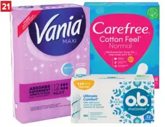 Carrefour Market Gamma Vrouwelijke Hygiene Carefree O.B. en Vania aanbieding