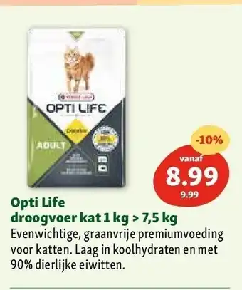Maxi Zoo Opti life droogvoer kat 1 kg > 7,5 kg aanbieding