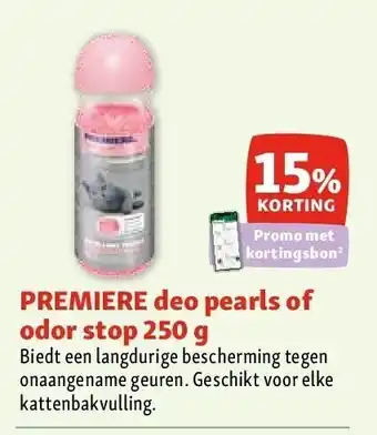 Maxi Zoo Premiere deo pearls of odor stop 250 g aanbieding