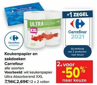Carrefour Wit keukenpapier ultra absorberend xxl aanbieding