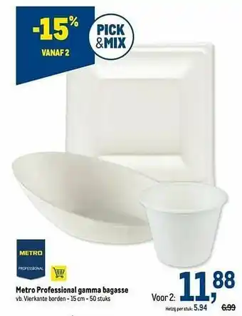 Metro professional gamma bagasse vierkante borden