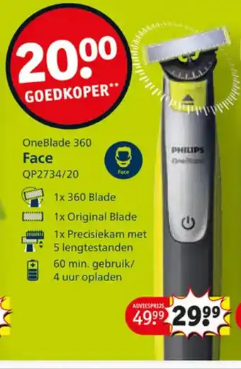 Kruidvat OneBlade 360 Face aanbieding