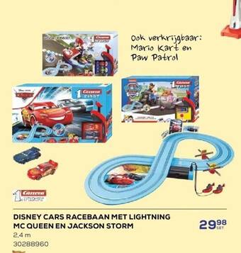Supra Bazar Disney cars racebaan met lightning mc queen en jackson storm aanbieding