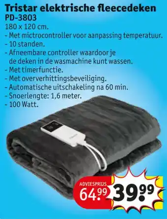 Kruidvat Tristar elektrische fleecedeken aanbieding