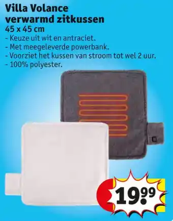 Kruidvat Villa Volance verwarmd zitkussen 45 x 45 cm aanbieding