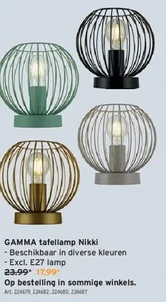 GAMMA Gamma tafellamp nikki aanbieding