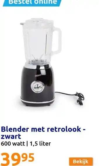 Action Blender met retro look - zwart 600 watt 1.5liter aanbieding