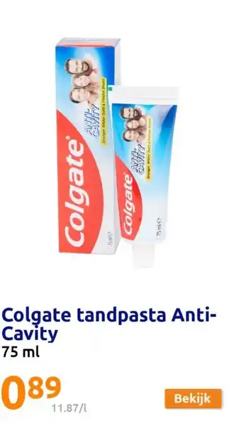 Action Colgate tandpasta Anti-Cavity 75 ml aanbieding
