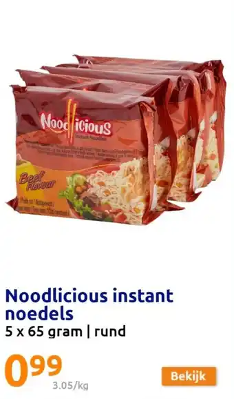 Action Noodlicious instant noedels 5 x 65 gram aanbieding
