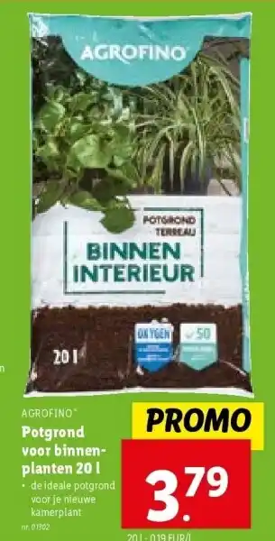 Lidl Potgrond voor binnenplanten 20 l aanbieding