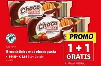 Lidl Broodsticks met chocopasta aanbieding