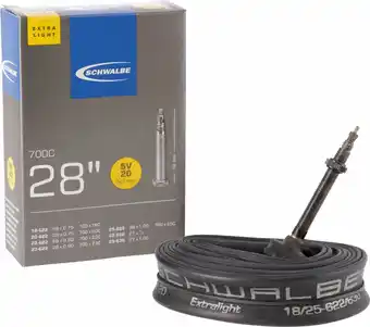 Schwalbe binnenband sv20 - 28 inch - 18/25-622/630 - 27/28 x 0.75/1 inch - 50 mm - fv/sv - butyl rubber - zwart
