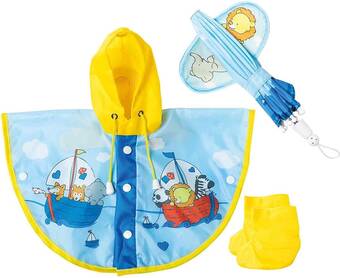 Bol.com Heless regencape poppen zeilen junior 35 cm mesh blauw 3-delig aanbieding
