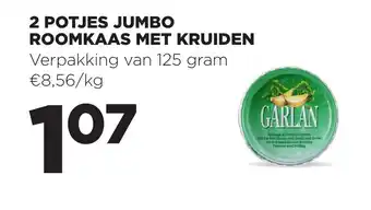 Jumbo 2 Potjes Jumbo Roomkaas Met Kruiden aanbieding