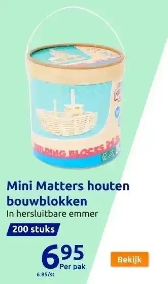 Action Mini matters houten bouwblokken aanbieding