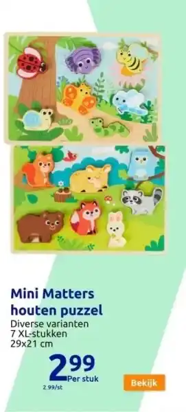 Action Mini matters houten puzzel aanbieding