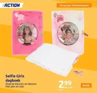 Action Selfie girls dagboek aanbieding