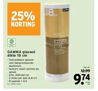 GAMMA Gamma glaswol dikte 18 cm aanbieding