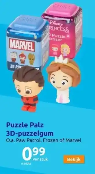 Action Puzzle palz 3d-puzzelgum aanbieding