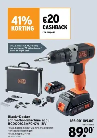 GAMMA Black+decker schroefboormachine accu bcd001c2afc-qw 18v aanbieding