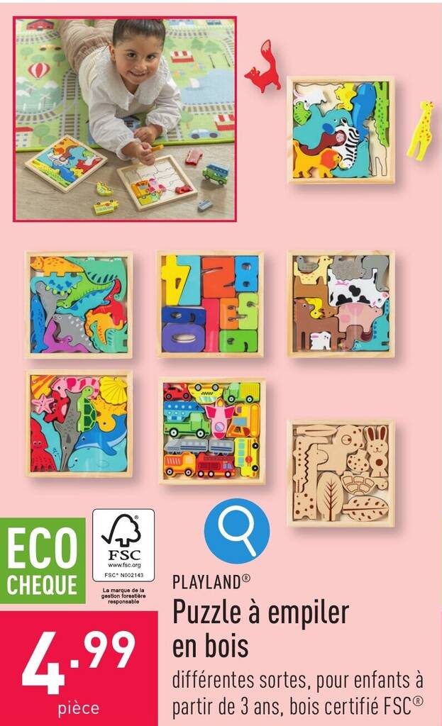 Puzzle à empiler en bois promotie bij ALDI