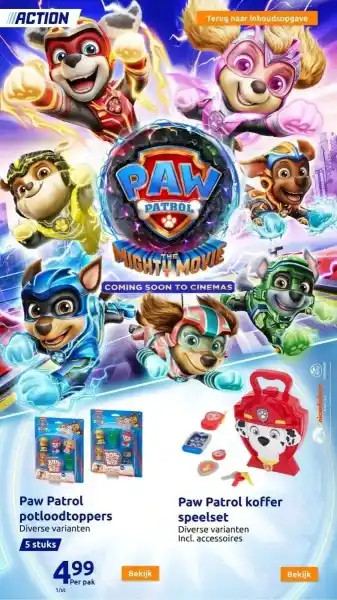 Action Paw patrol potloodtoppers aanbieding