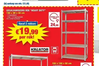 Hubo Gegalvaniseerd rek “heavy duty” 180 x 90 x 40 cm aanbieding