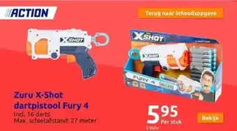 Action Zuru x-shot dartpistool fury 4 aanbieding